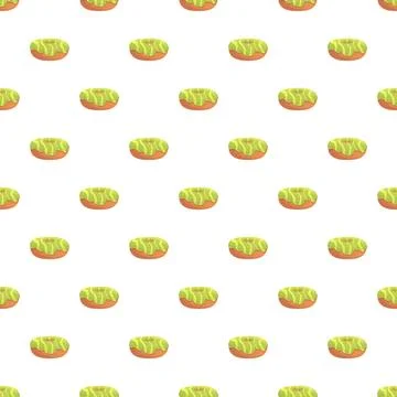 Donut pattern with light green icing illustration Stock Illustration