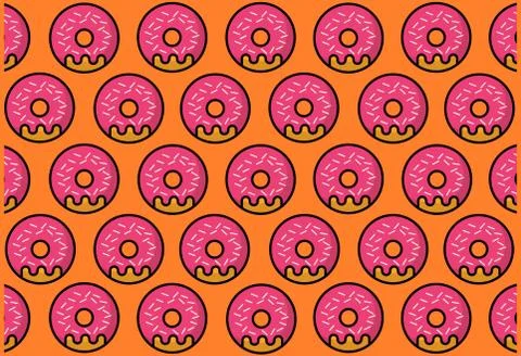 Donut pattern orange Stock Illustration
