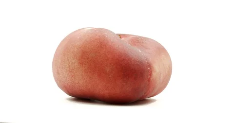 Donut peach isolated rotates on itself on white background. Stock Footage 113342685