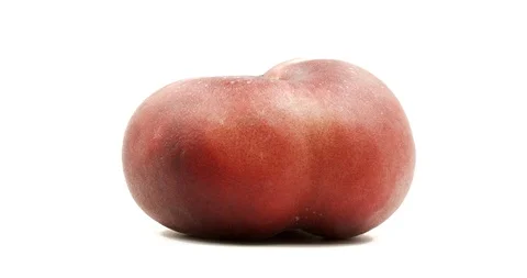 Donut peach isolated rotates on itself on white background. Stock Footage 113346394