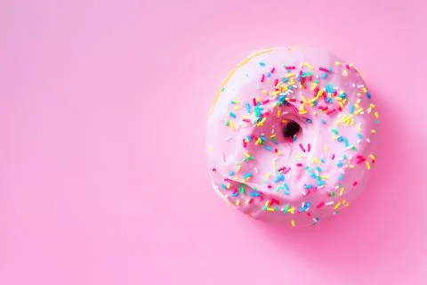 Donut pink background Stock Photos