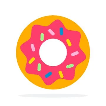 Donut with pink icing vector flat material design isolated object on white Stock Illustration