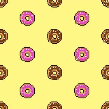 Donut pixel art pattern seamless. pixelated Sweetness background. 8 bit textu Ilustración de archivo