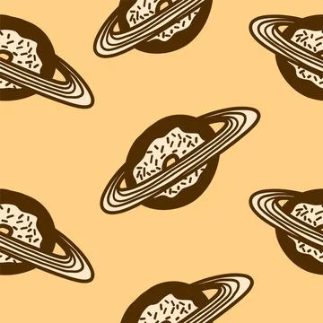Donut planet seamless pattern in cartoon flat style Stock Illustration