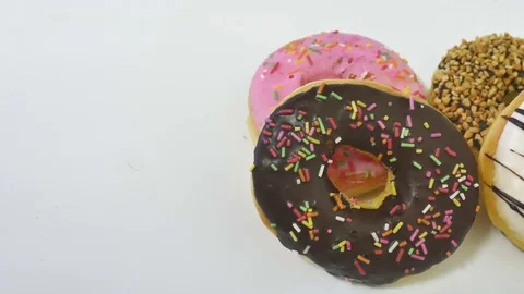 Donut in plate on background Stock Footage 76451268