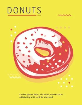 Donut poster with cool design. Vector stock illustration. Stock Illustration