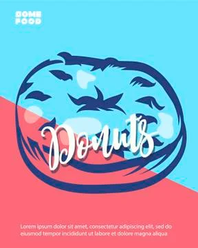 Donut poster with cool design. Vector stock illustration. Stock Illustration