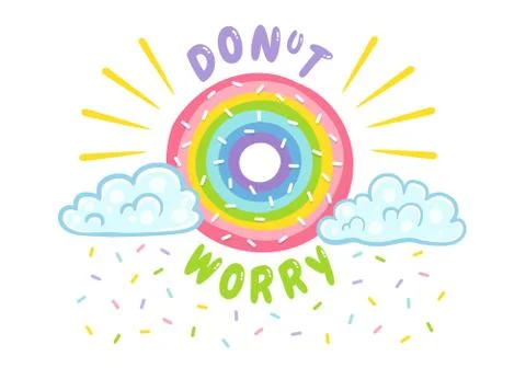Donut like rainbow with clouds Stock Illustration