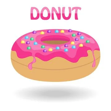 Donut, a realistic 3D donut with a shadow. Stock Illustration