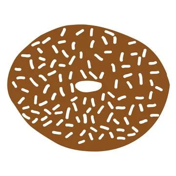Donut ring in cartoon flat style. White glazed sprinkles on a chocolate bas.. Stock Illustration