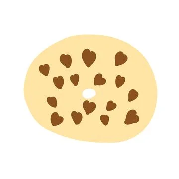 Donut ring in cartoon flat style. Chocolate hearths on a wheat base. Sweet .. Stock Illustration