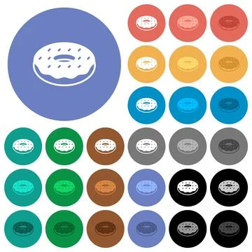 Donut round flat multi colored icons Stock Illustration