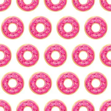 Donut seamless pattern. Pink glazed donuts. Vector illustration Stock Illustration