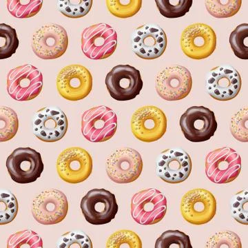 Donut seamless pattern. Vector illustration Stock Illustration