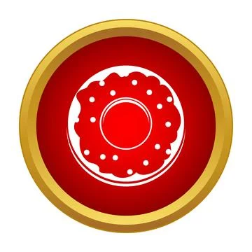 Donut simple graphic icon on red background Stock Illustration