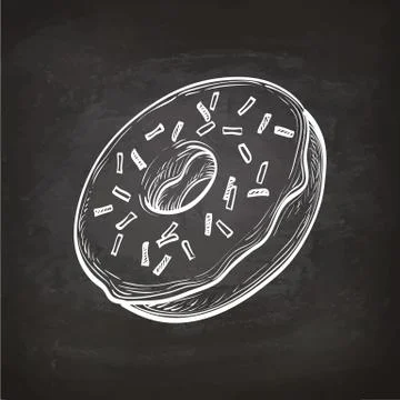 Donut sketch on chalkboard. Stock Illustration