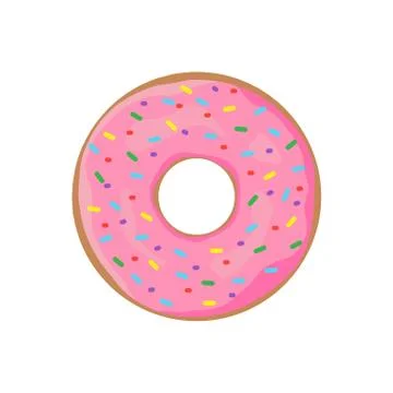 Donut with sprinkles isolated on white background. Vector illustration. Stock Illustration