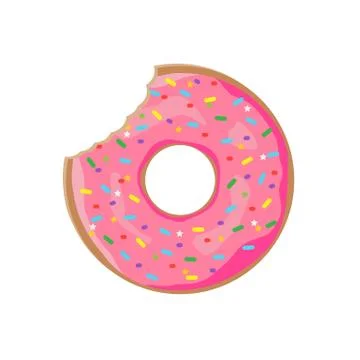 Donut with sprinkles isolated on white background. Vector illustration. 스톡 일러스트