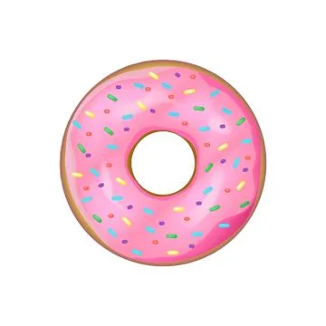 Donut with sprinkles isolated on white background. Vector illustration. Stock Illustration