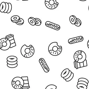 Donut Sweet Breakfast Vector Seamless Pattern イラスト素材