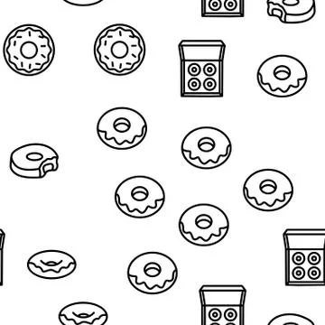 Donut Sweet Breakfast Vector Seamless Pattern イラスト素材