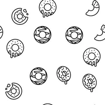 Donut Sweet Breakfast Vector Seamless Pattern Stock Illustration
