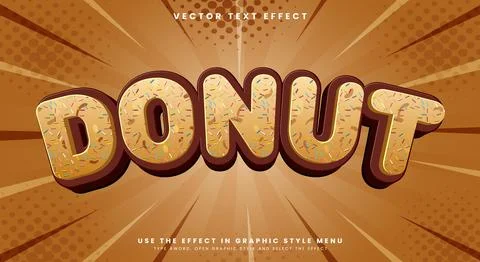 Donut sweet editable text effect Stock Illustration