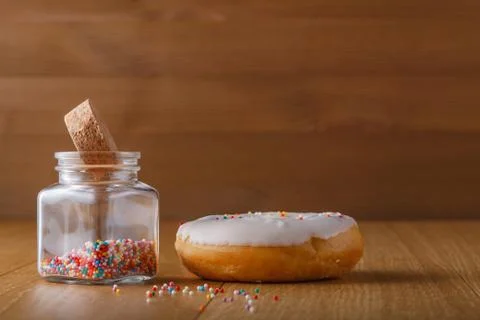 Donut on table with nonpareils Foto stock