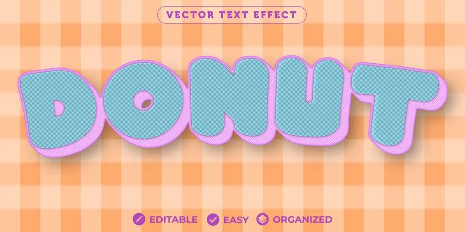 Donut Text Effect,Fully Editable Font Text Effect Stock Illustration