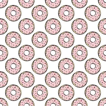 DONUT TEXTILE Sweet Seamless Pattern Vector Illustration Stock Illustration