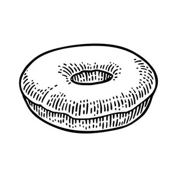 Donut. Vector black hand drawn vintage engraving Stock Illustration