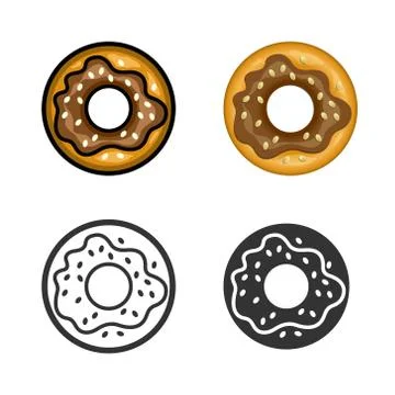 Donut vector colored icon set Stock Illustration