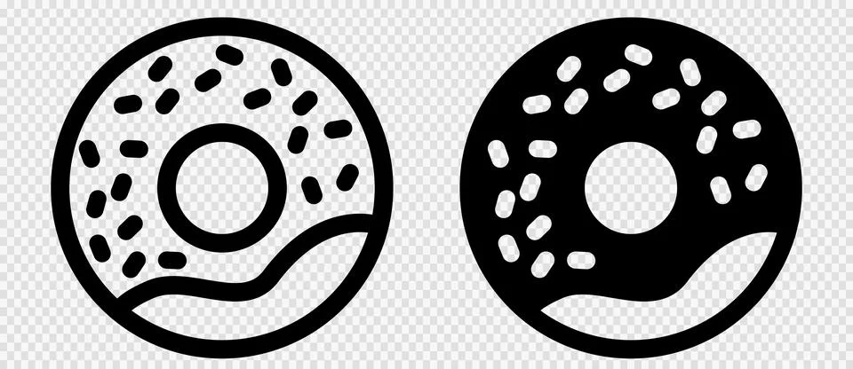 Donut vector icon solid and line doughnut set. Stock Illustration