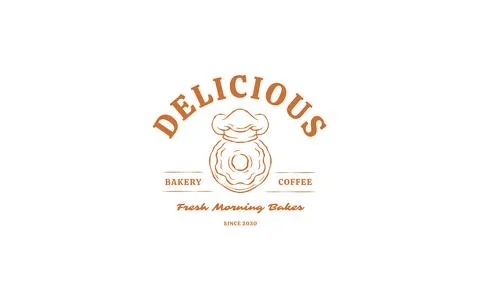 Donut Wearing Chef Hat Bakery Logo Vector Template Stock Illustration
