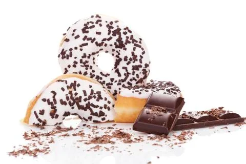 Donuts and chocolate. Stock Photos