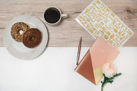 Donuts and coffee Stock Photos