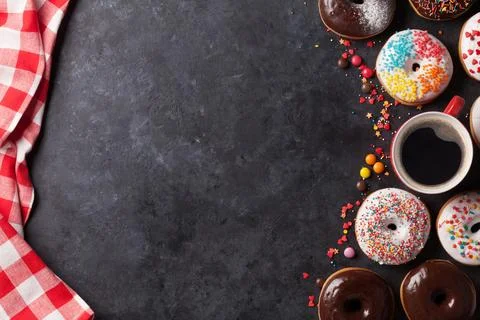 Donuts and coffee Stock Photos