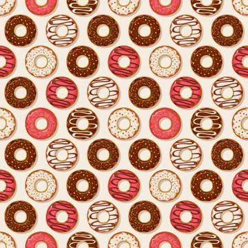 Donuts background. Vector seamless pattern. Illustrazione stock