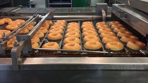 Donuts being fried in oil, assembly line Stock-Footage 72792329