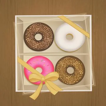 Donuts in the box Stock Illustration