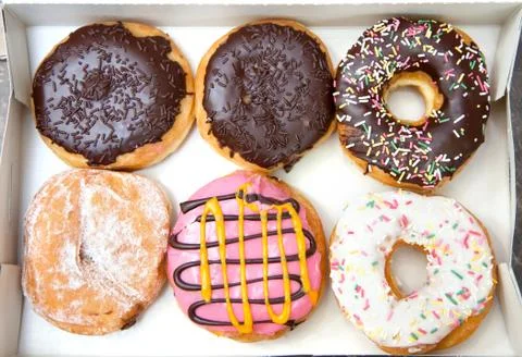 Donuts in box. Stock Photos