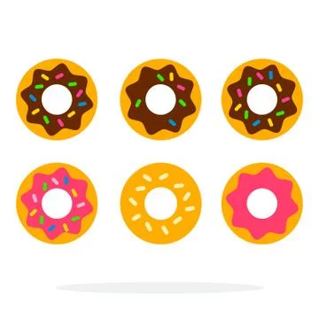 Donuts with chocolate and cream vector flat material design isolated object on Stock Illustration