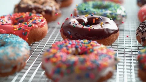 Donuts with chocolate jam Stock Footage 231249449