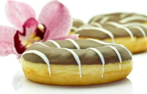 Donuts with chocolate Stock Photos