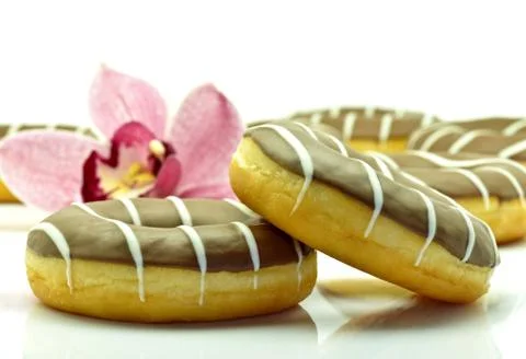 Donuts with chocolate Stock Photos