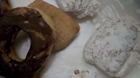 Donuts close up pan right Shamong New Jersey 4k Stock Footage 274844396