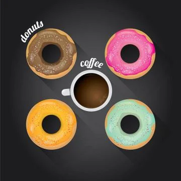 Donuts coffee vector background Stock Illustration