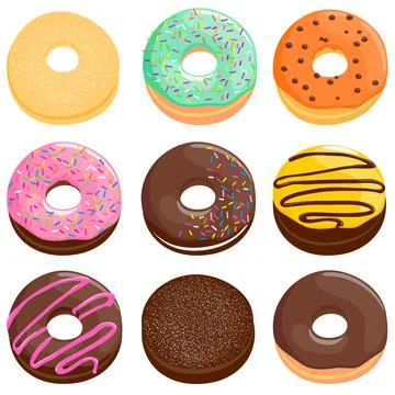 Donuts collection. Vector illustration Stock Illustration