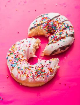 Donuts on color background Stock Photos