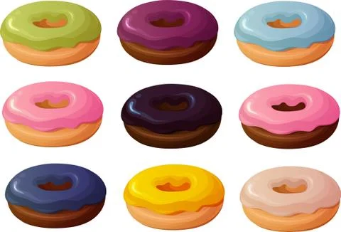 Donuts with colored glaze Stock Illustration